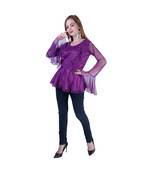 Women's Net Party Long Ruffle Sleeves Top