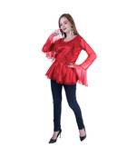 Women's Net Party Long Ruffle Sleeves Top