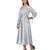Women's Empire Line with Cuff Satin Wrap Dress Grey