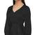 Women's Empire Line with Cuff Satin Wrap Dress Black