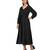Women's Empire Line with Cuff Satin Wrap Dress Black