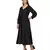 Women's Empire Line with Cuff Satin Wrap Dress Black
