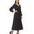 Women's Empire Line with Cuff Satin Wrap Dress Black