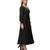 Women's Empire Line with Cuff Satin Wrap Dress Black