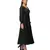 Women's Empire Line with Cuff Satin Wrap Dress Black