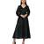 Women's Empire Line with Cuff Satin Wrap Dress Black