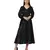Women's Empire Line with Cuff Satin Wrap Dress Black