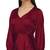Women's Empire Line with Cuff Satin Wrap Dress Maroon