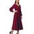 Women's Empire Line with Cuff Satin Wrap Dress Maroon