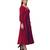 Women's Empire Line with Cuff Satin Wrap Dress Maroon