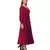 Women's Empire Line with Cuff Satin Wrap Dress Maroon