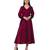 Women's Empire Line with Cuff Satin Wrap Dress Maroon