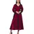 Women's Empire Line with Cuff Satin Wrap Dress Maroon