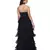 Women's Halter Neck Drape Net Party Evening Corset Gown in Black