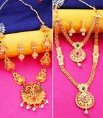 Gold Plated Traditional Designer Long Jewellery Set For Women