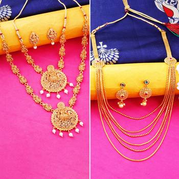 Gold Plated Traditional Designer Long Jewellery Set For Women 1