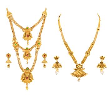 Traditional Gold Plated Designer Neckalce Set Jewellery Set For Women Girls 2
