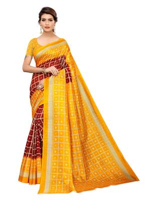 Multicolor printed poly silk saree with blouse 2