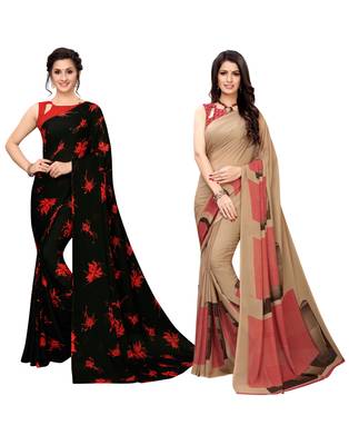 Multicolor printed georgette saree with blouse 1