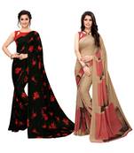 Multicolor printed georgette saree with blouse
