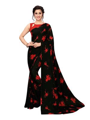 Multicolor printed georgette saree with blouse 2