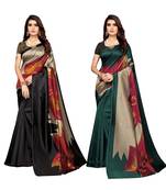 Multicolor printed poly silk saree with blouse