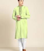 Green embroidered cotton silk men-kurtas