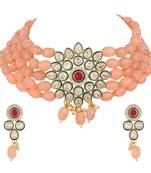 Peach gemstones necklace-sets