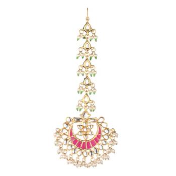 Pink kundan maang-tikka 1