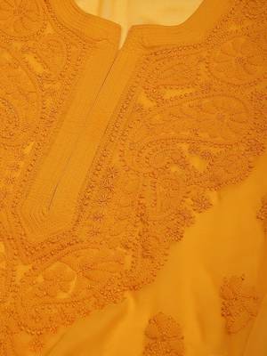 Mustard embroidered georgette chikankari-kurtis 2