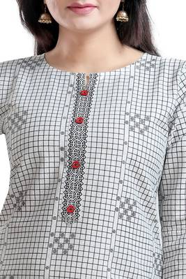 Grey printed cotton long-kurtis 4