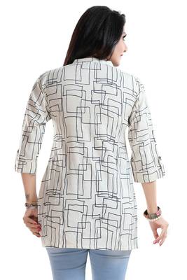 White printed cotton short-kurtis 2