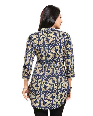 Navy-blue printed crepe short-kurtis 2