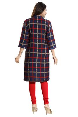 Blue printed crepe long-kurtis 2