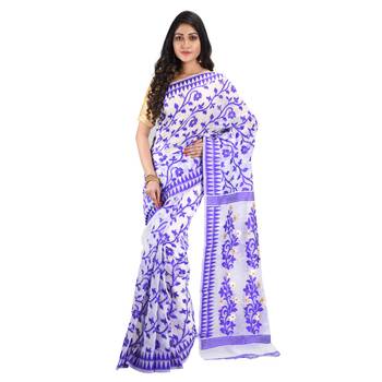 Purple hand woven khadi saree with blouse 1