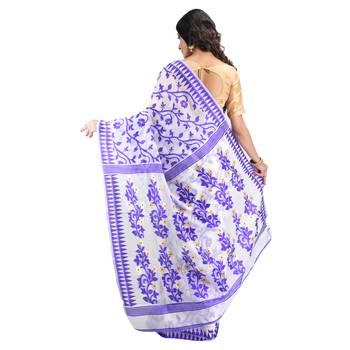 Purple hand woven khadi saree with blouse 2