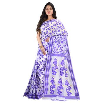Purple hand woven khadi saree with blouse 3