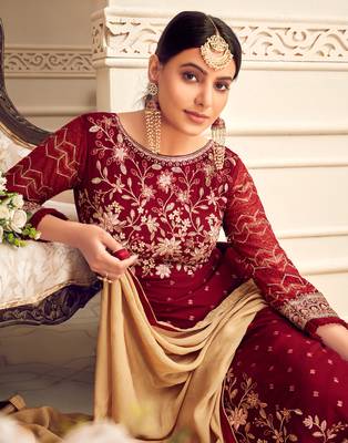 Maroon resham embroidery viscose salwar 2