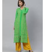 Ada Hand Embroidered Green Georgette Lucknowi Chikankari Kurti