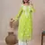 Hand Embroidered Green Georgette Lucknowi Chikan Women Kurta With Slip