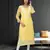Hand Embroidered Yellow Georgette Lucknowi Chikan Women Kurta With Slip