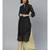 Ada Hand Embroidered Black Kota Lucknowi Chikan Women Kurta-Slip With Muqaish Work - A411126