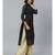 Ada Hand Embroidered Black Kota Lucknowi Chikan Women Kurta-Slip With Muqaish Work - A411126