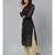Ada Hand Embroidered Black Kota Lucknowi Chikan Women Kurta-Slip With Muqaish Work - A411126