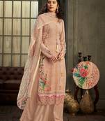 Peach resham embroidery pure viscose salwar