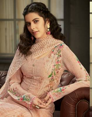 Peach resham embroidery pure viscose salwar 2