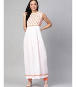 Ada Hand Embroidered White Cotton Lucknowi Chikan Women Kurta With Muqaish Work - A100466