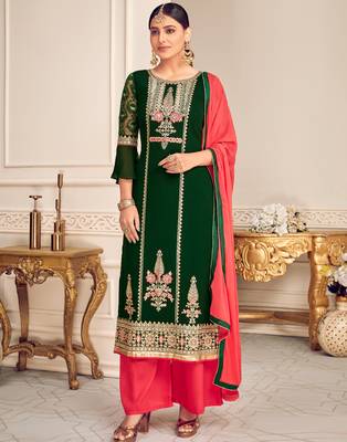 Green resham embroidery viscose salwar 1