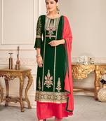 Green resham embroidery viscose salwar