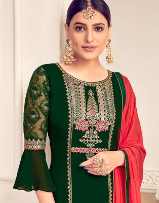 Green resham embroidery viscose salwar 2
